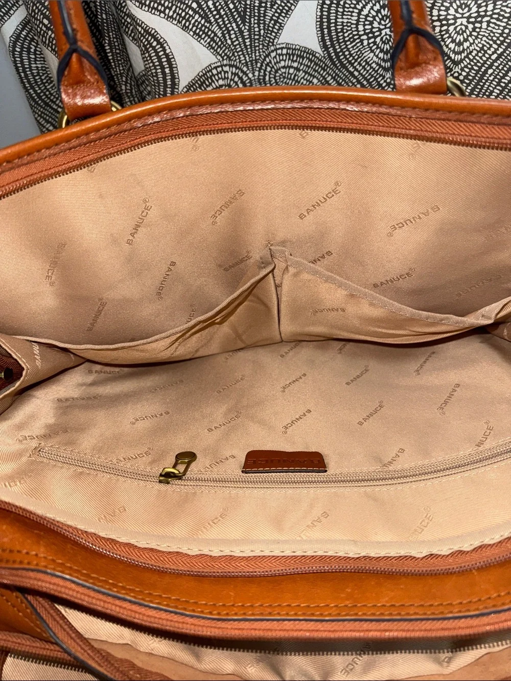 BANUCE VTG Style Brown Genuine Leather Laptop Briefcase Satchel Made in Italy
